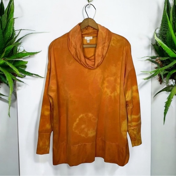 GARNET HILL Tie Dye Cowl neck Longline Oversized Athleisure Long Sleeve Shirt - Picture 10 of 10